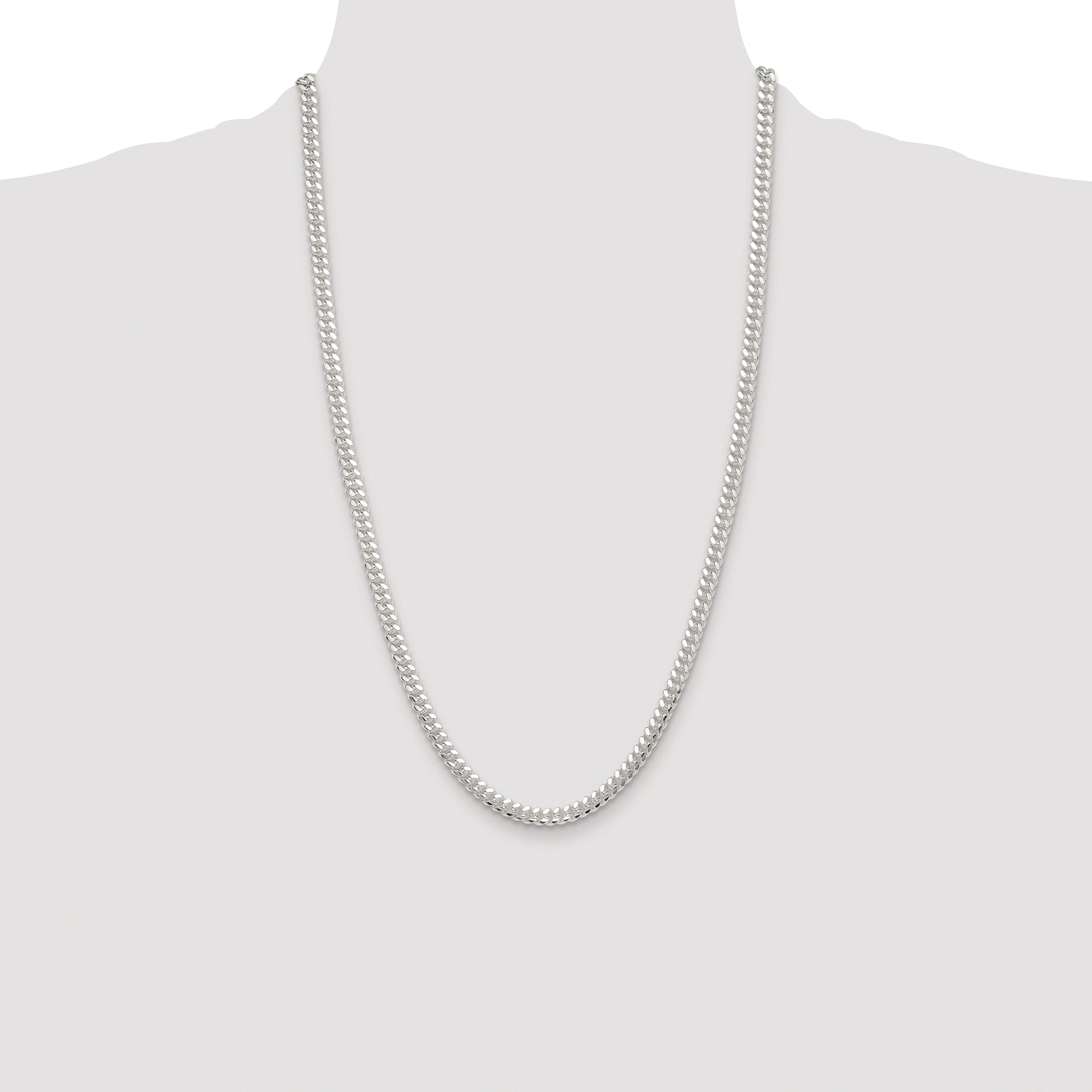 Sterling Silver Rhodium-plated Polished 5.7mm Domed Curb Chain