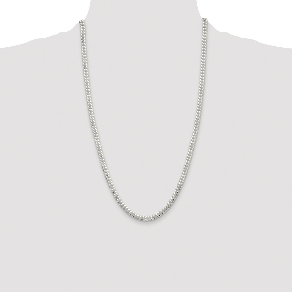 Sterling Silver Rhodium-plated Polished 5.7mm Domed Curb Chain