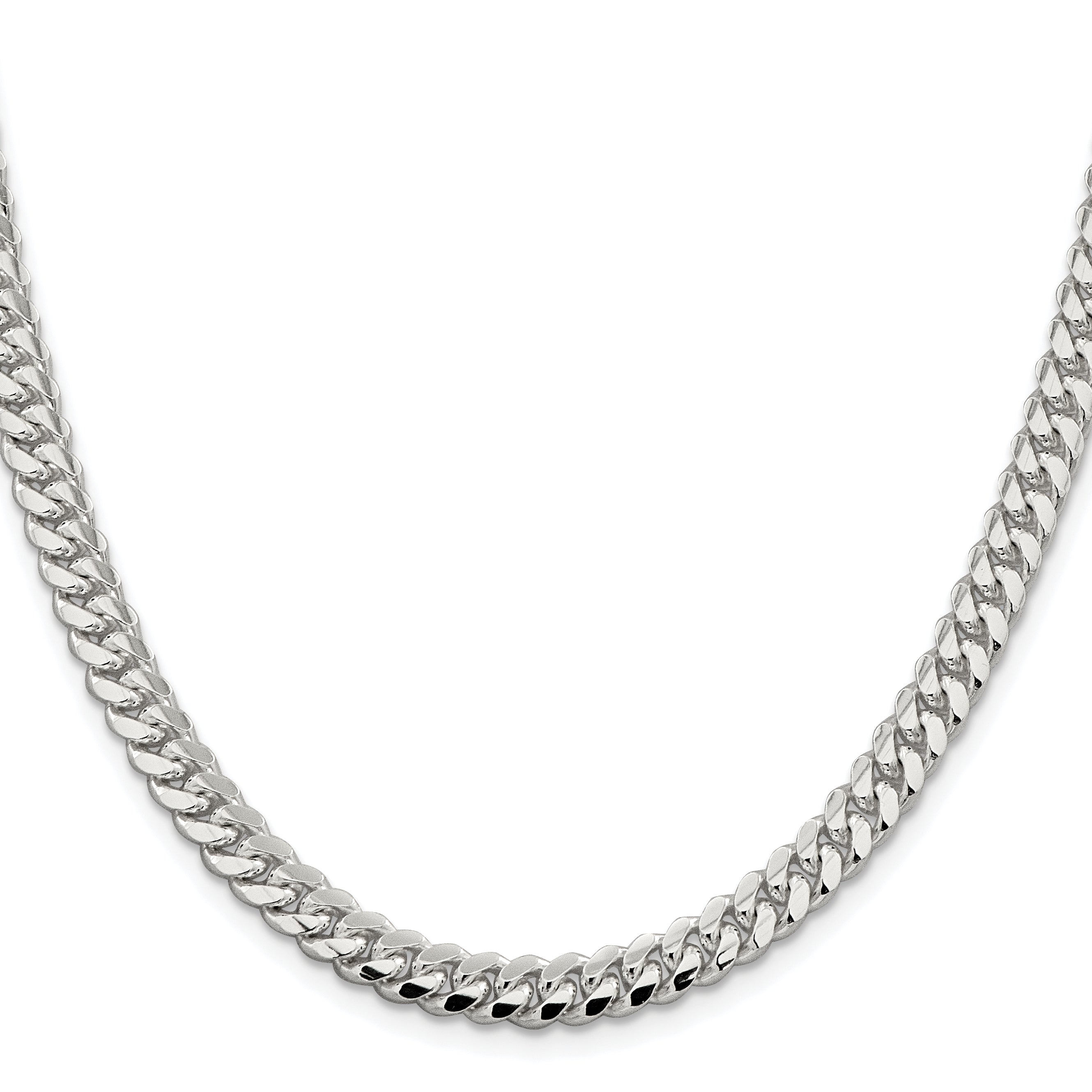 Sterling Silver Rhodium-plated 6.4mm Polished Domed Curb Chain