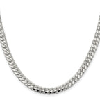 Sterling Silver Rhodium-plated 6.4mm Polished Domed Curb Chain