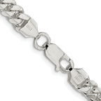 Sterling Silver Rhodium-plated 6.4mm Polished Domed Curb Chain