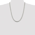 Sterling Silver Rhodium-plated 6.4mm Polished Domed Curb Chain