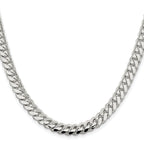 Sterling Silver Rhodium-Plated Curb Chain Necklace 7mm