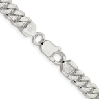 Sterling Silver Rhodium-plated 7.0mm Polished Domed Curb Chain