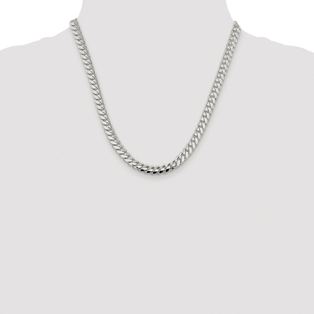 Sterling Silver Rhodium-Plated Curb Chain Necklace 7mm