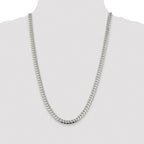 Sterling Silver Rhodium-plated 7.0mm Polished Domed Curb Chain
