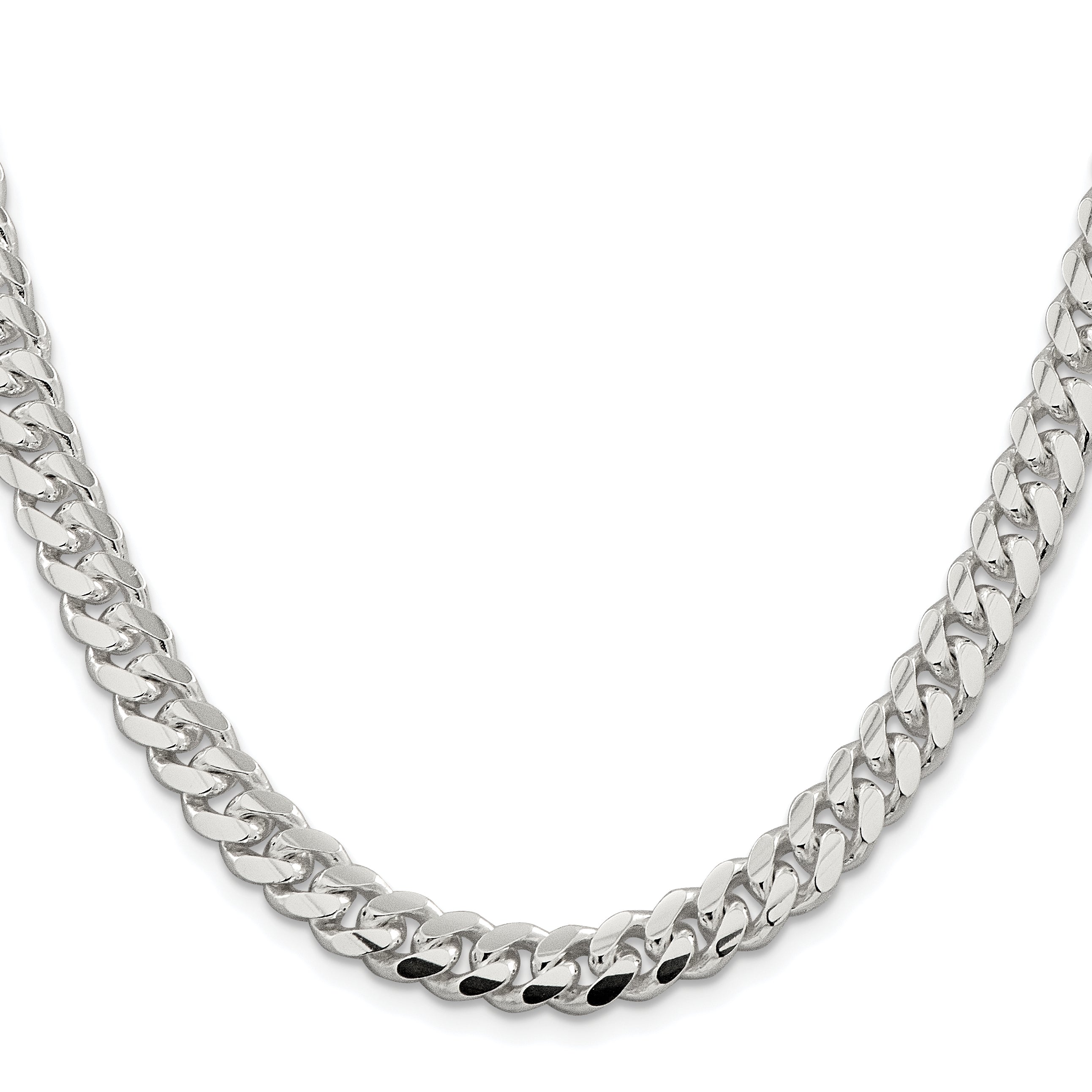 Sterling Silver Rhodium-plated 7.8mm Polished Domed Curb Chain