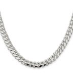 Sterling Silver Rhodium-plated 7.8mm Polished Domed Curb Chain