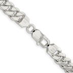 Sterling Silver Rhodium-plated 7.8mm Polished Domed Curb Chain