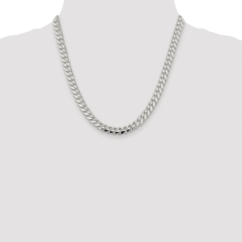 Sterling Silver Rhodium-plated 7.8mm Polished Domed Curb Chain