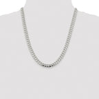 Sterling Silver Rhodium-plated 7.8mm Polished Domed Curb Chain