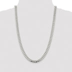 Sterling Silver Rhodium-plated 7.8mm Polished Domed Curb Chain
