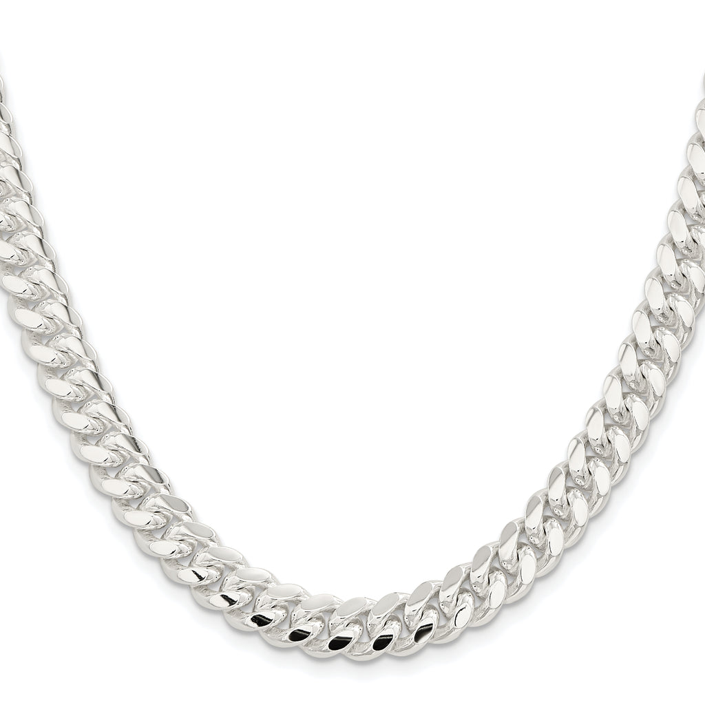 Sterling Silver Rhodium-Plated Curb Chain Necklace 9mm