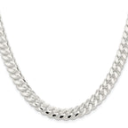 Sterling Silver Rhodium-Plated Curb Chain Necklace 9mm