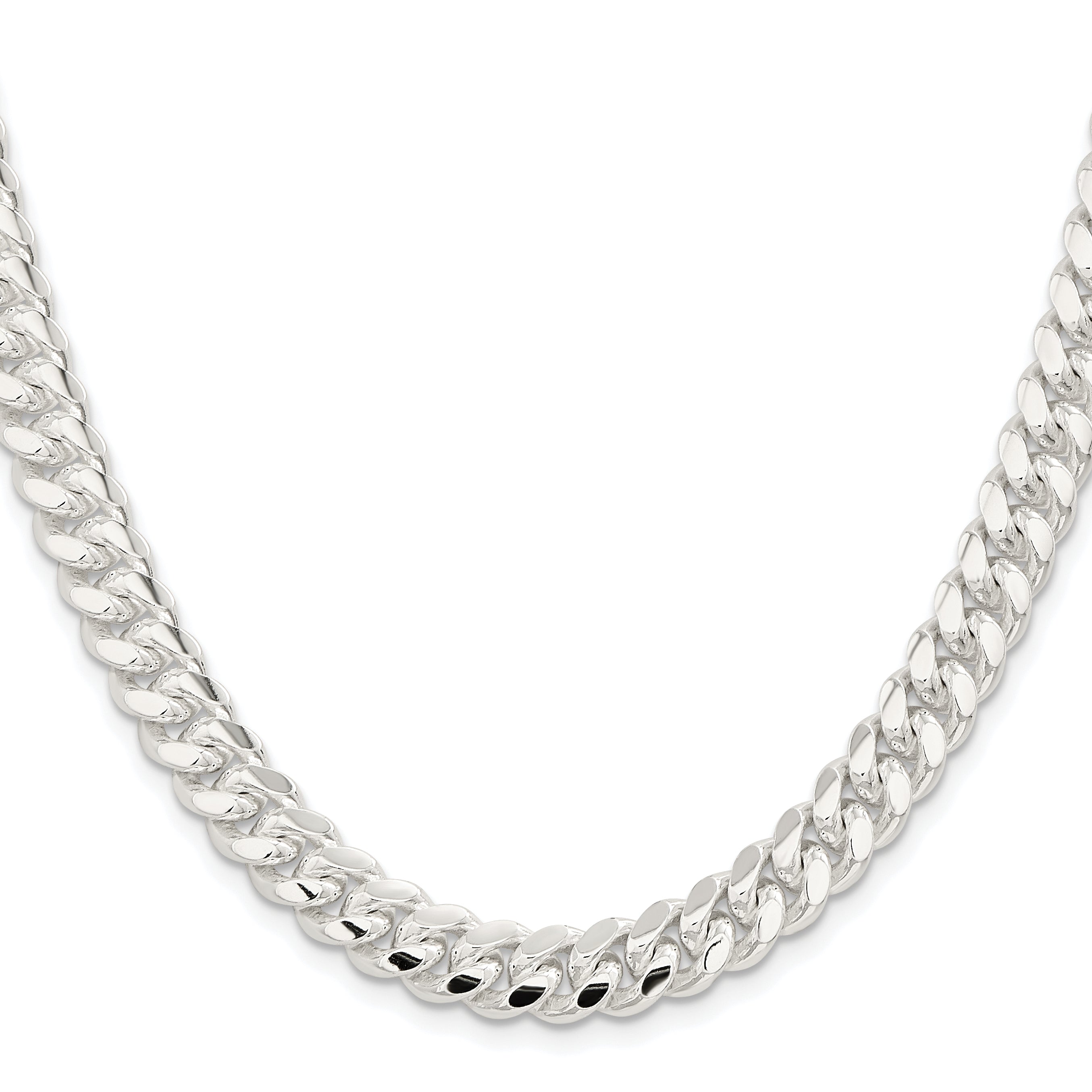Sterling Silver Rhodium-Plated Curb Chain Necklace 9mm