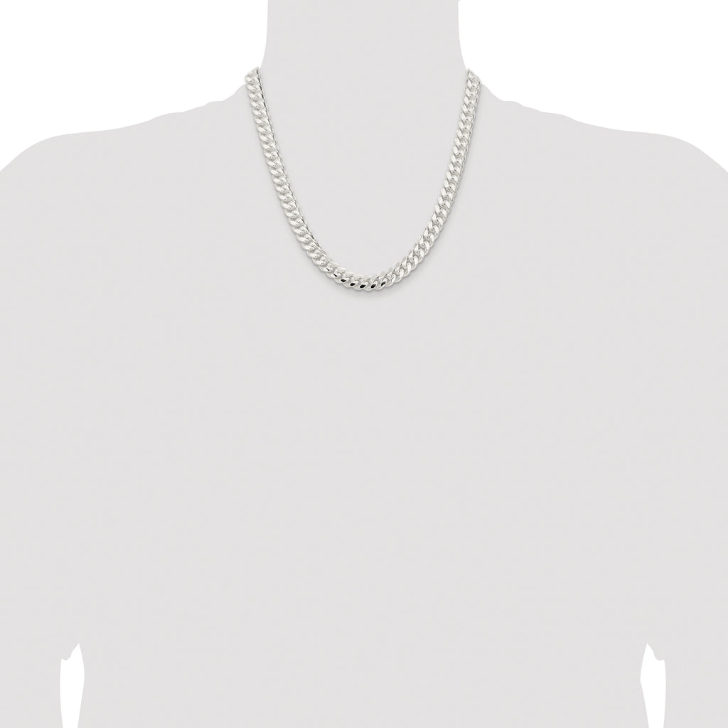 Sterling Silver Rhodium-plated 9mm Polished Domed Curb Chain