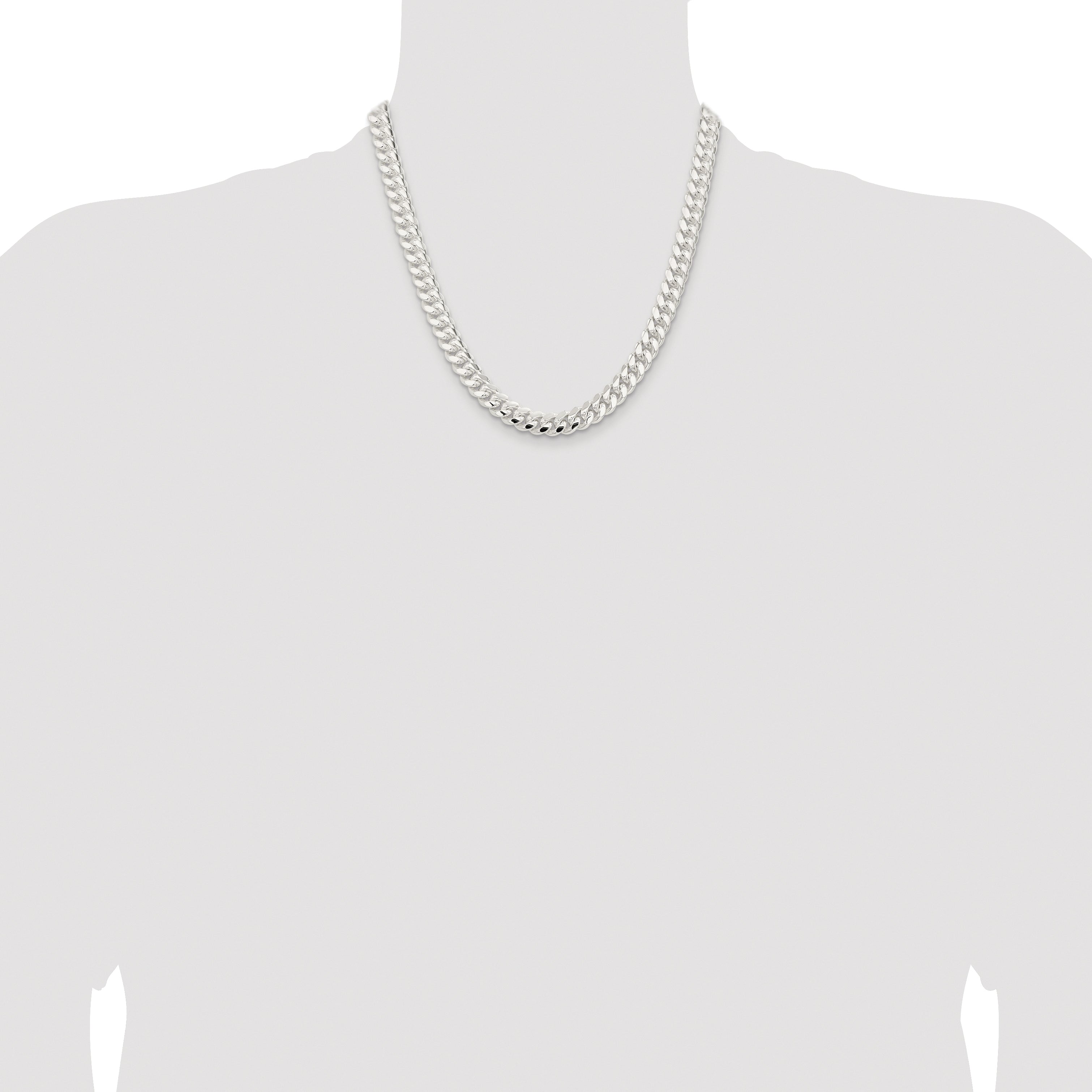 Sterling Silver Rhodium-plated 9mm Polished Domed Curb Chain
