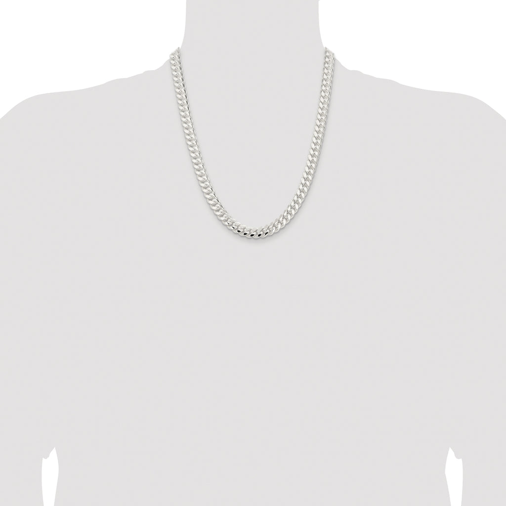 Sterling Silver Rhodium-Plated Curb Chain Necklace 9mm