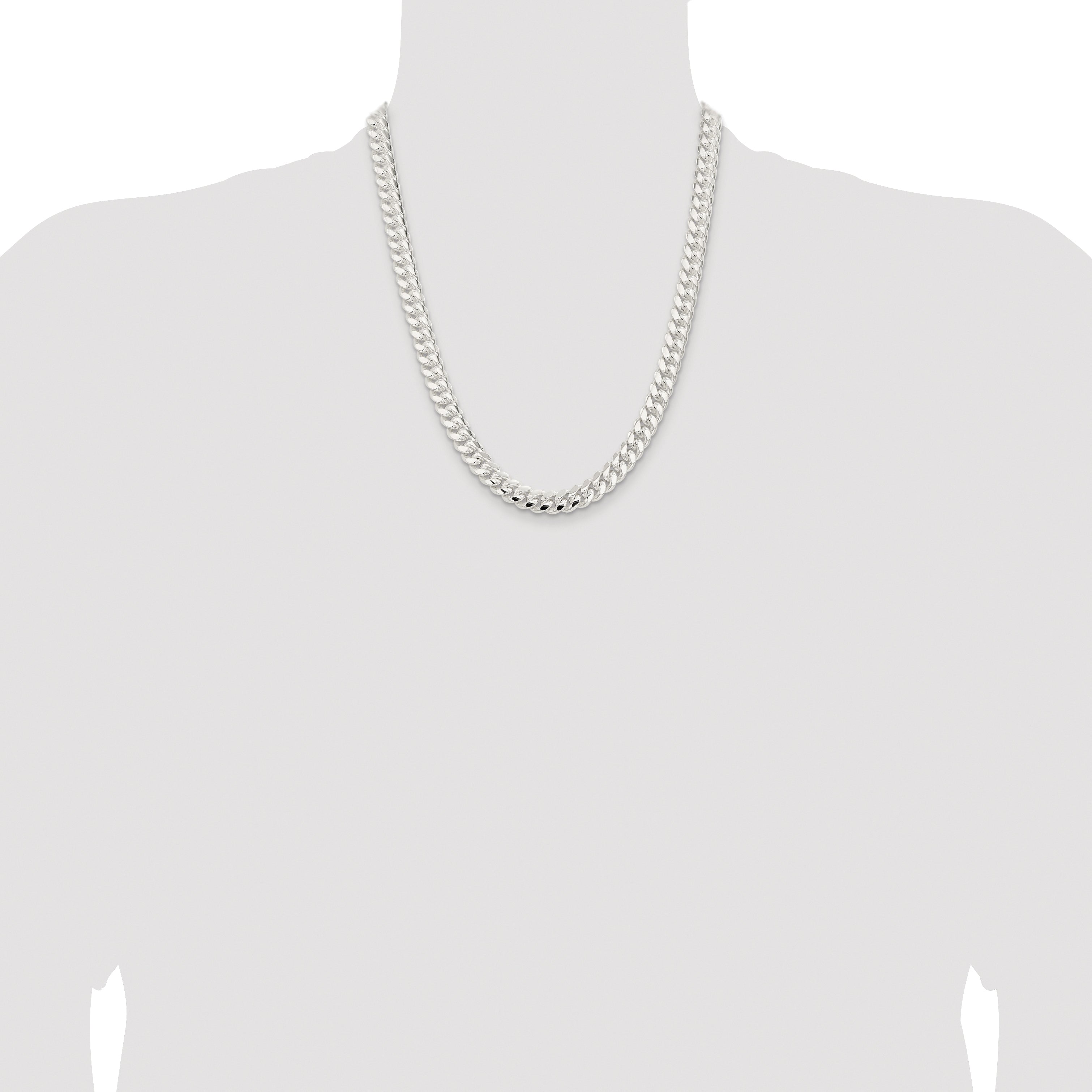 Sterling Silver Rhodium-Plated Curb Chain Necklace 9mm