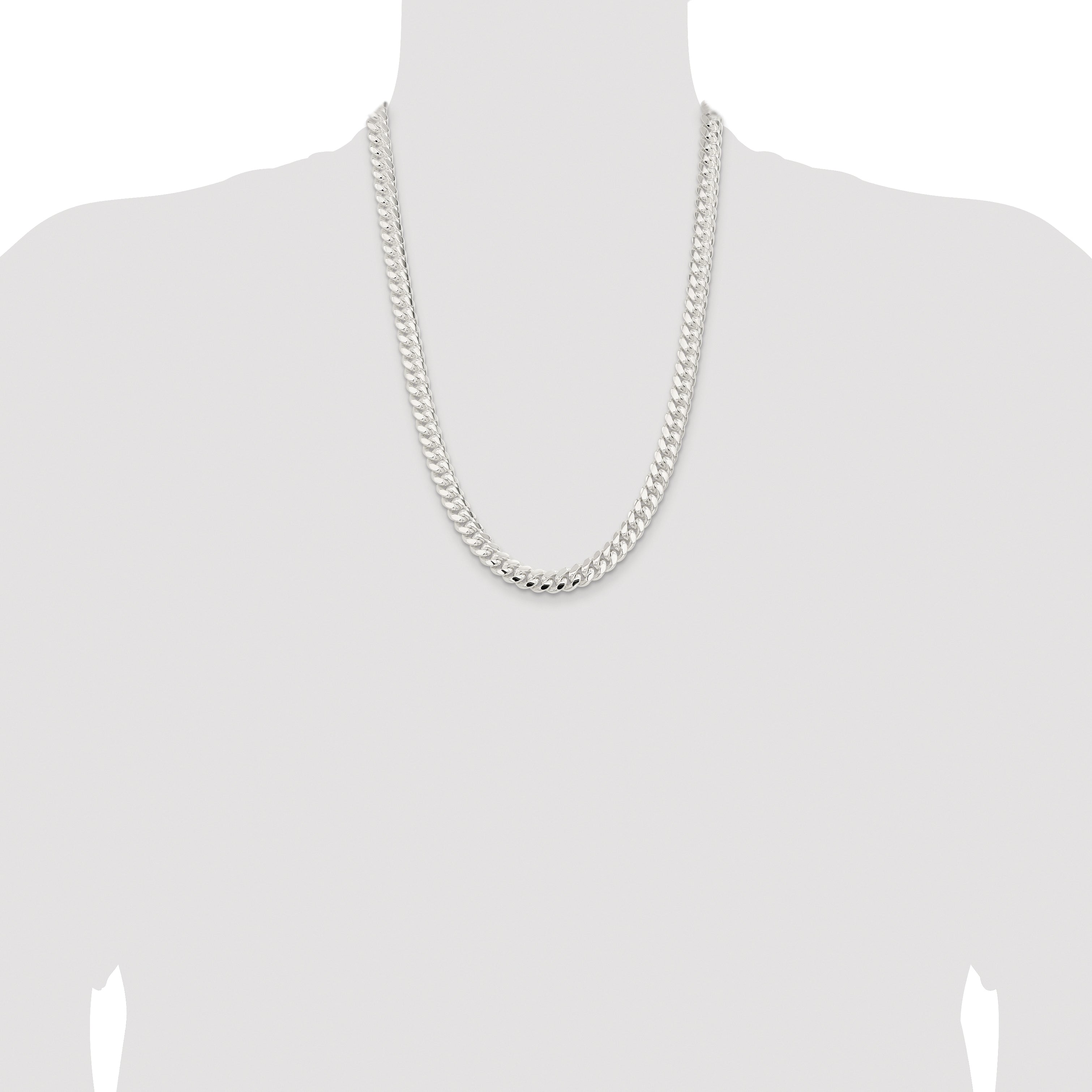 Sterling Silver Rhodium-plated 9mm Polished Domed Curb Chain