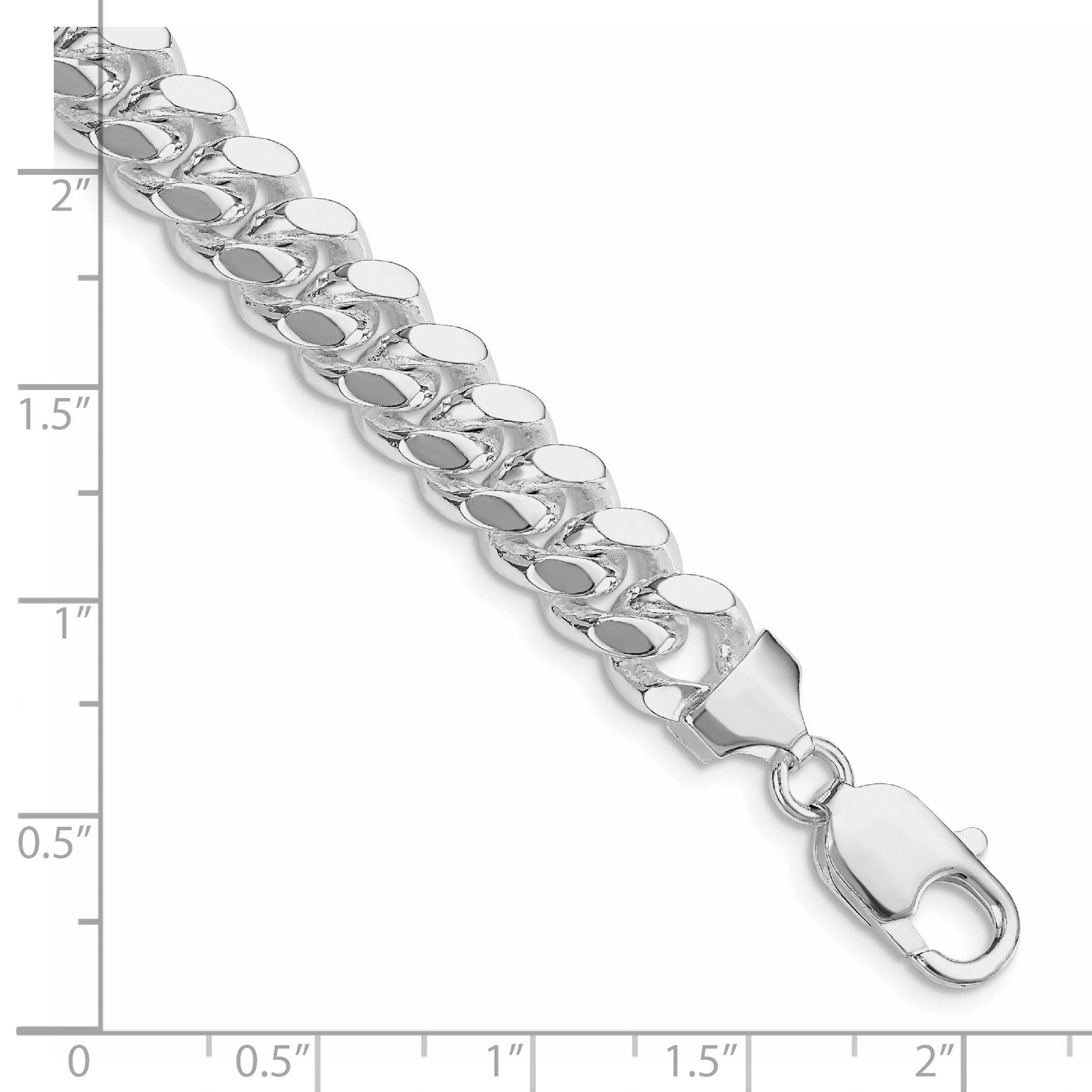 Sterling Silver Rhodium-plated 9mm Polished Domed Curb Chain Secondary image