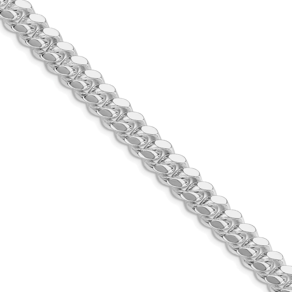 Sterling Silver Rhodium-plated 9mm Polished Domed Curb Chain