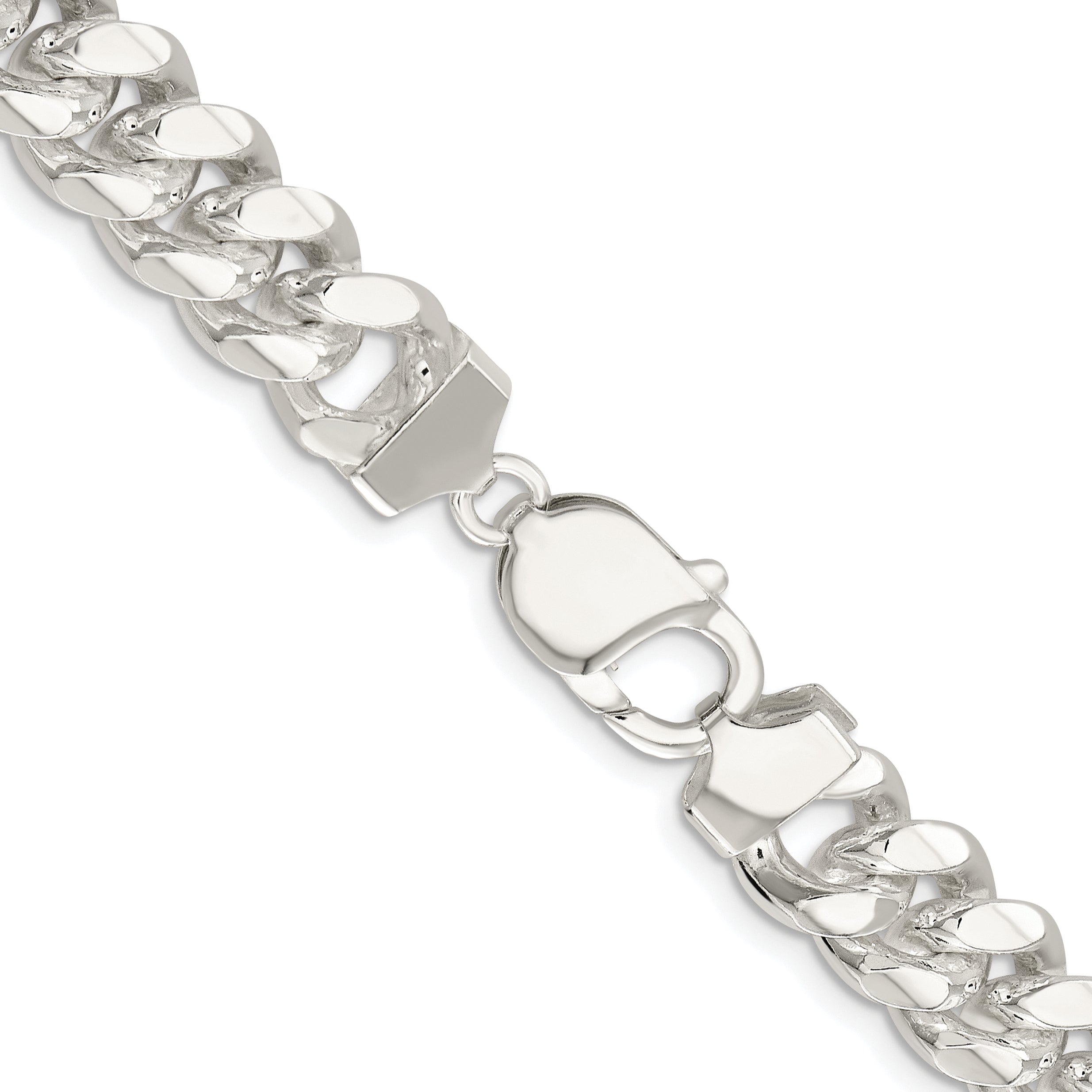 Sterling Silver Rhodium-plated 10.7mm Polished Domed Curb Chain
