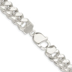 Sterling Silver Rhodium-plated 10.7mm Polished Domed Curb Chain