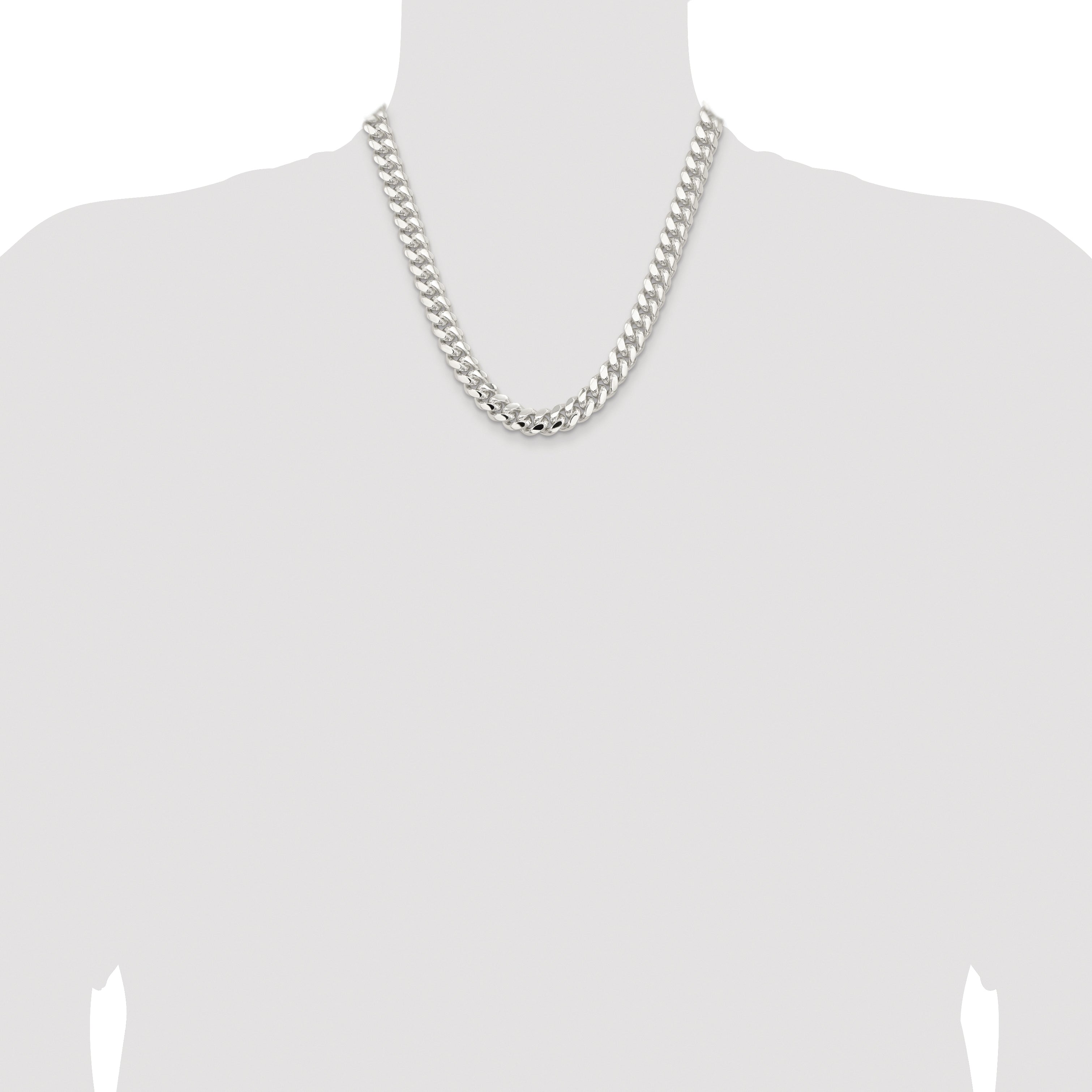 Sterling Silver Rhodium-plated 10.7mm Polished Domed Curb Chain