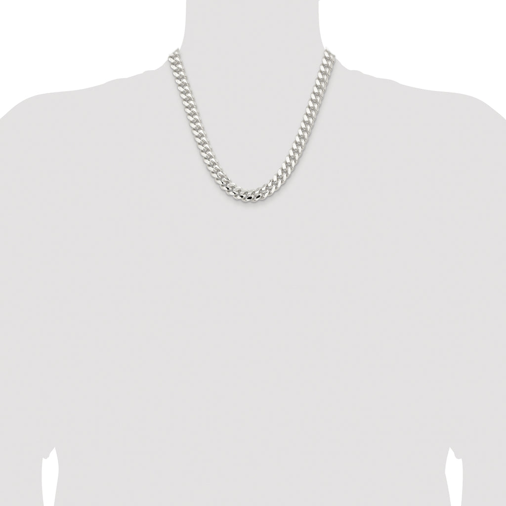 Sterling Silver Rhodium-plated 10.7mm Polished Domed Curb Chain