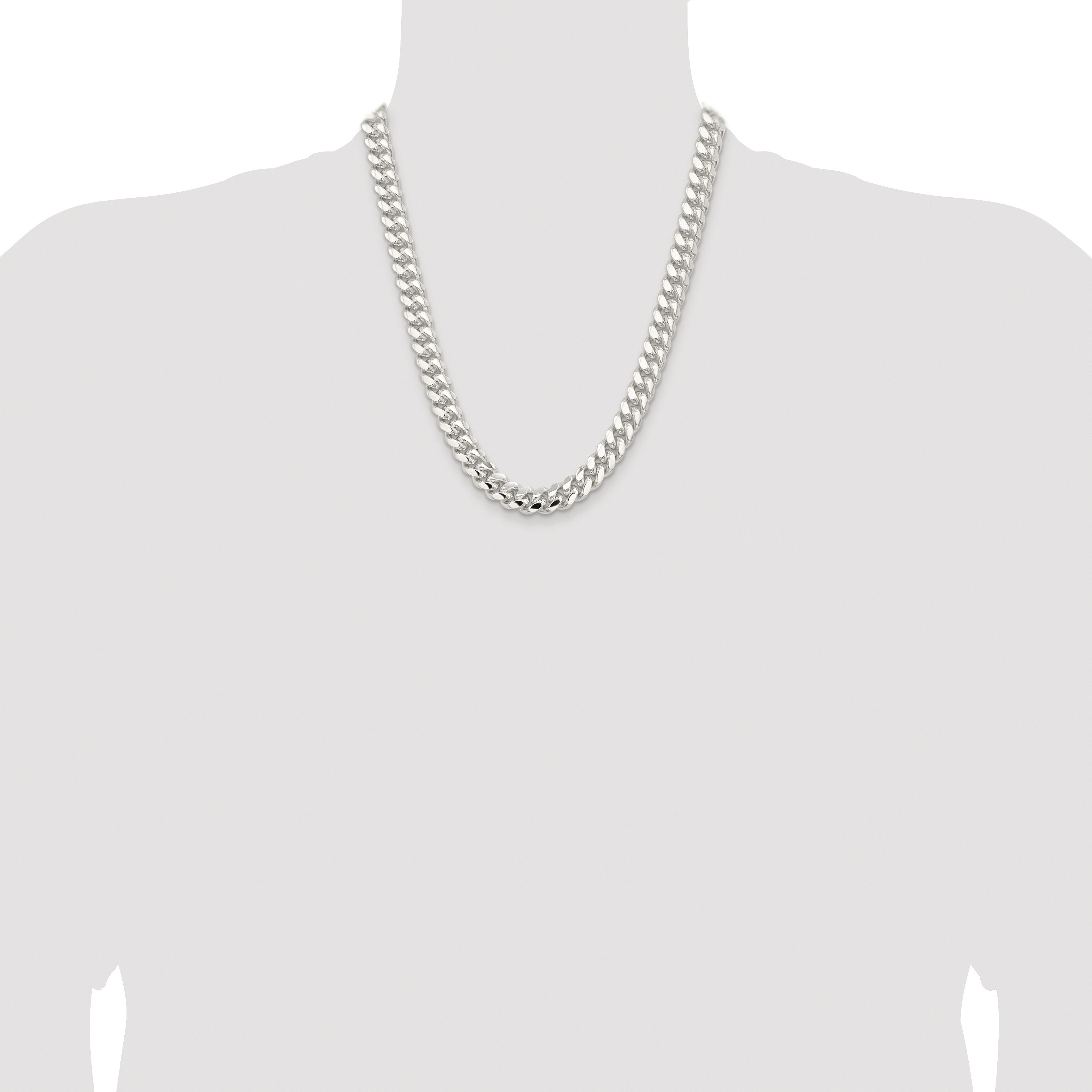 Sterling Silver Rhodium-plated 10.7mm Polished Domed Curb Chain