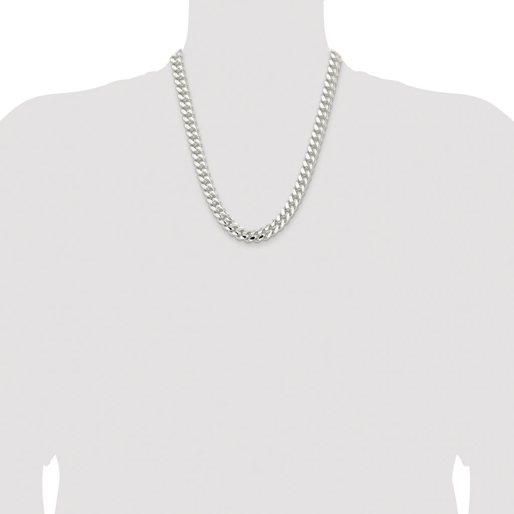 Sterling Silver Rhodium-plated 10.7mm Polished Domed Curb Chain