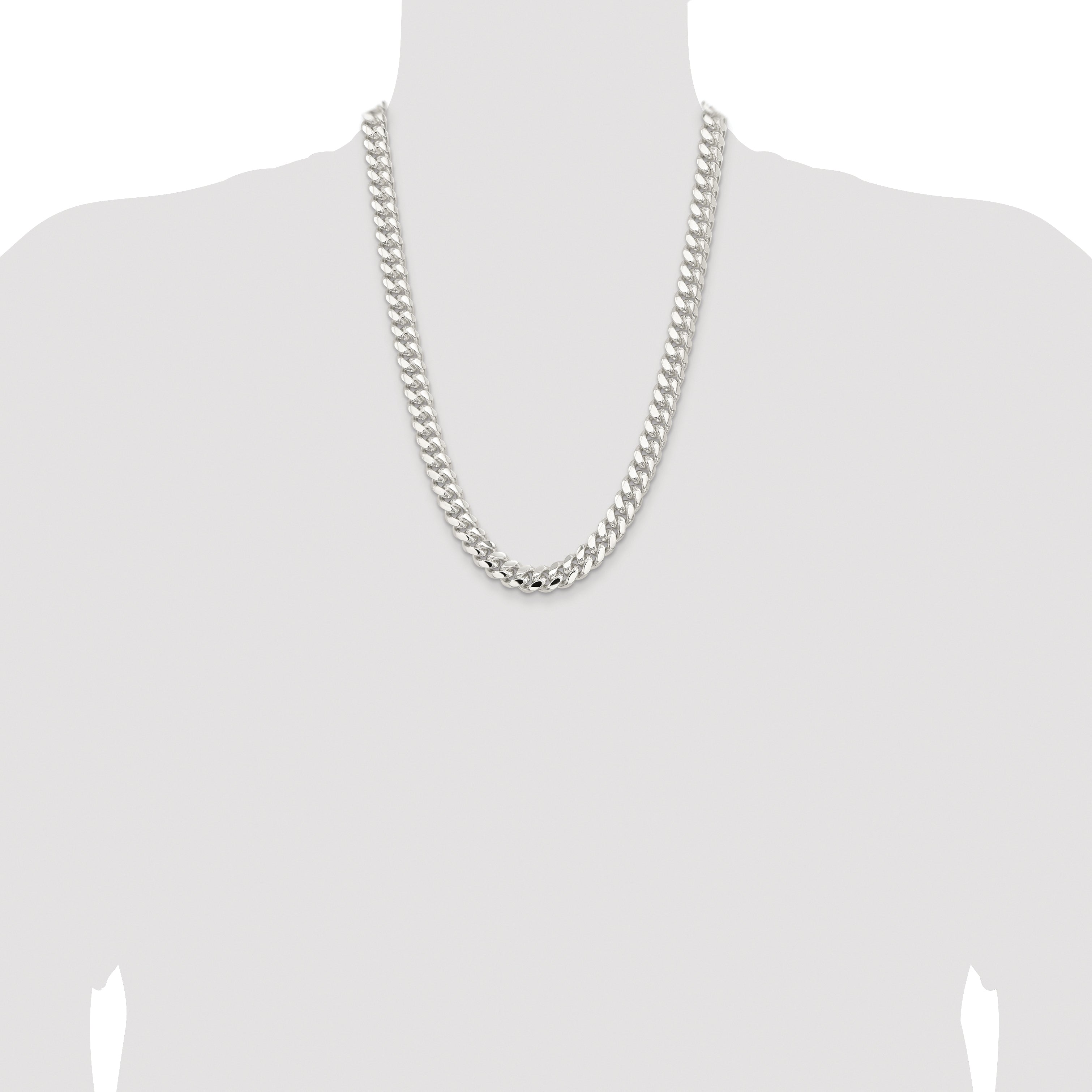 Sterling Silver Rhodium-plated 10.7mm Polished Domed Curb Chain