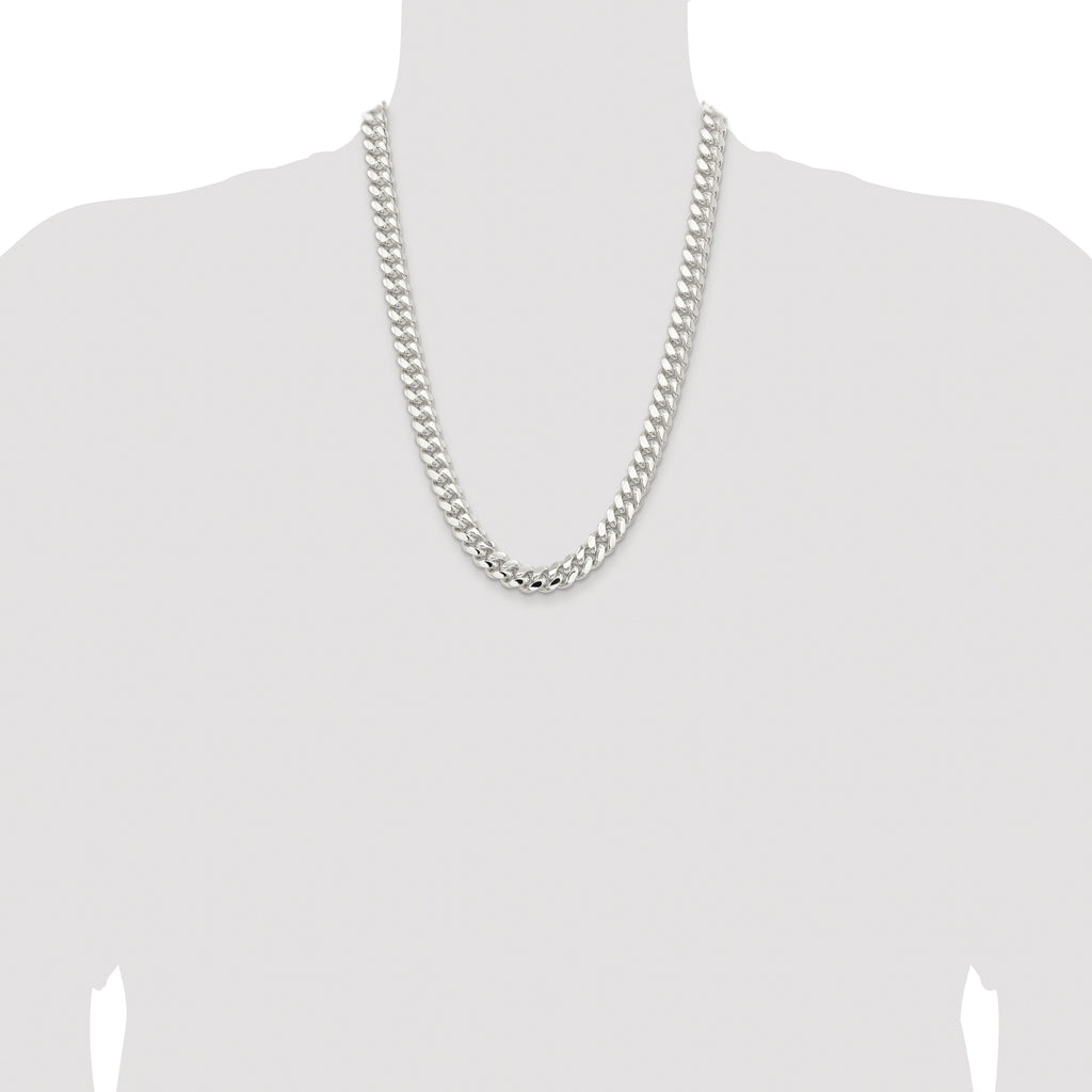 Sterling Silver Rhodium-plated 10.7mm Polished Domed Curb Chain