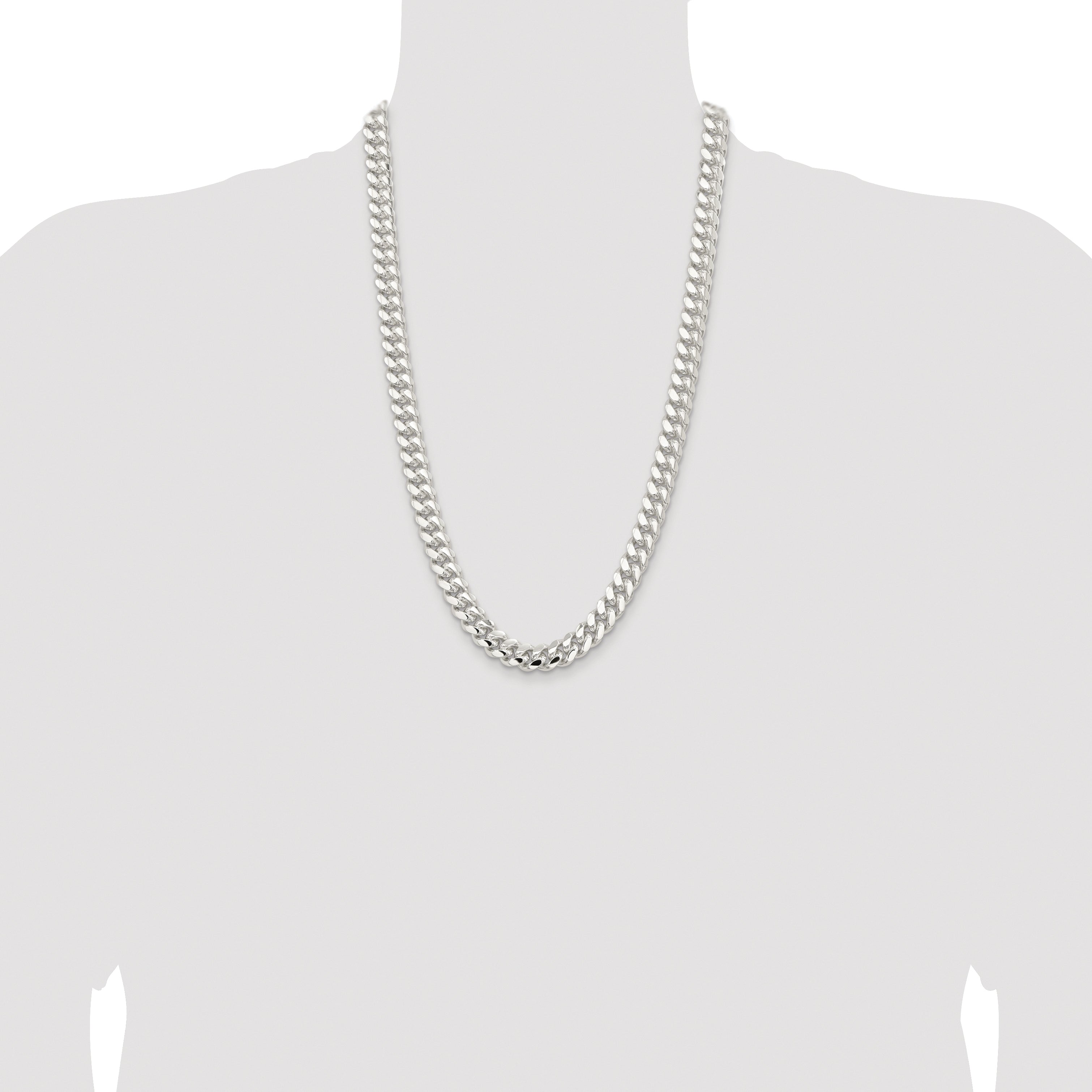 Sterling Silver Rhodium-plated 10.7mm Polished Domed Curb Chain