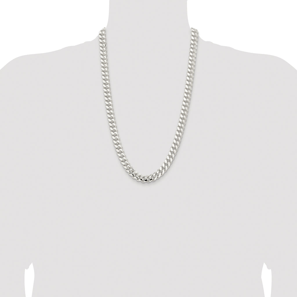 Sterling Silver Rhodium-plated 10.7mm Polished Domed Curb Chain