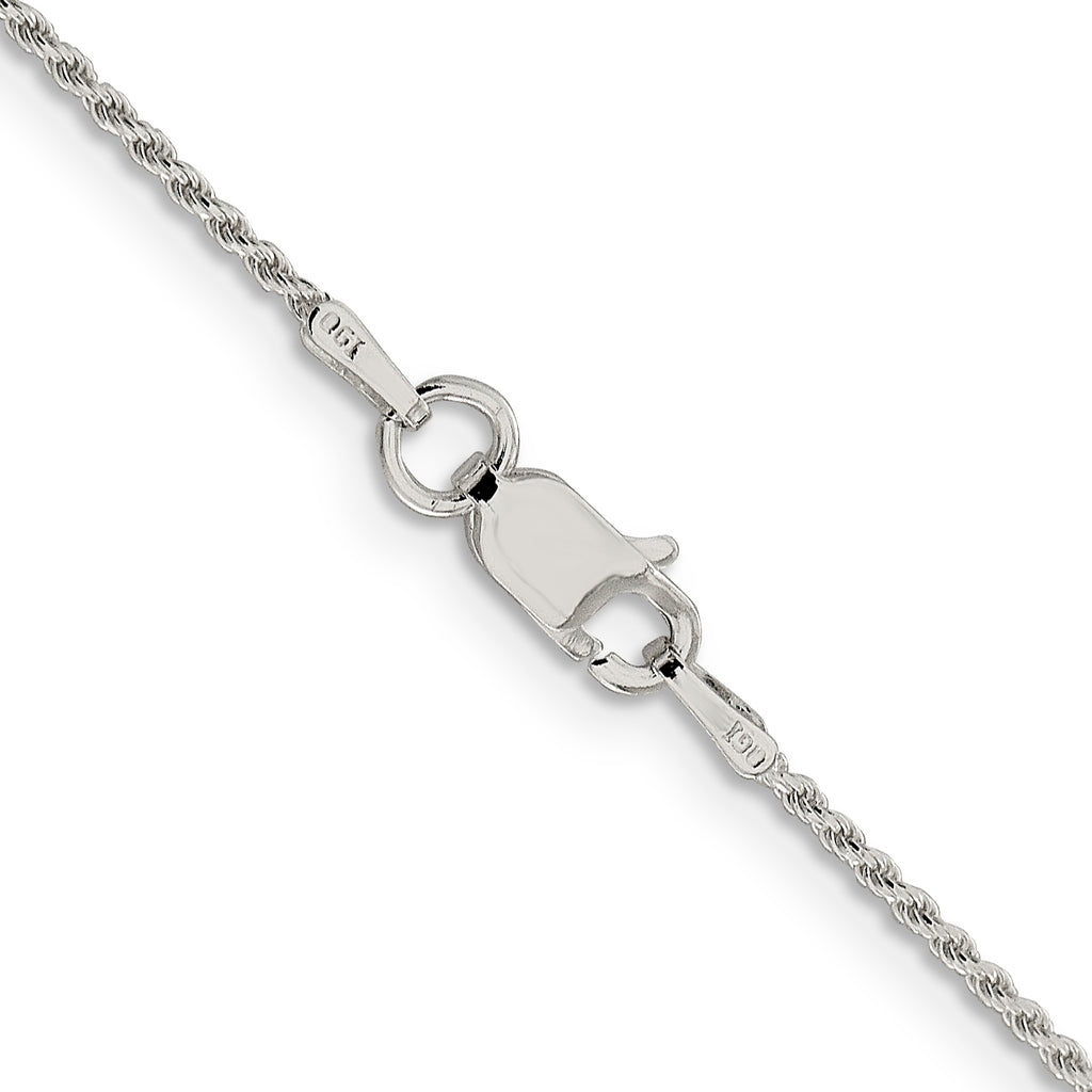 Sterling Silver 1.2mm Diamond-Cut Rope Chain Anklet