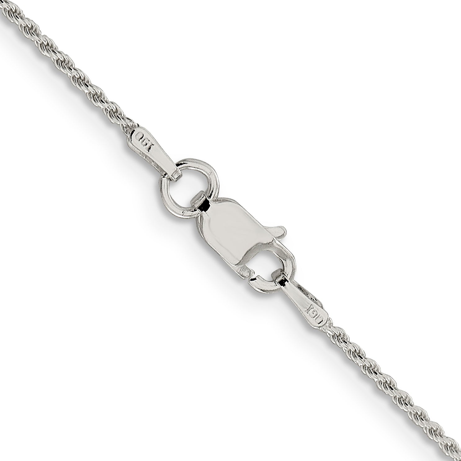 Sterling Silver 1.2mm Diamond-Cut Rope Chain Anklet