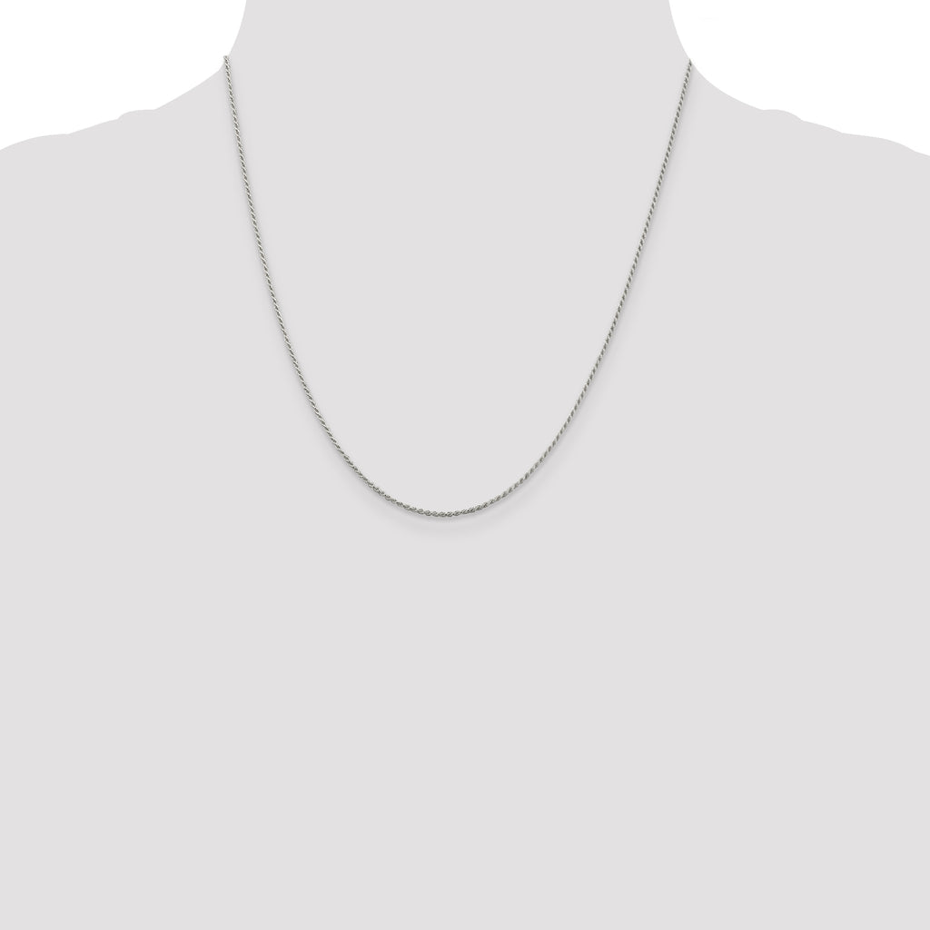 Sterling Silver 1.2mm Diamond-Cut Rope Chain Anklet