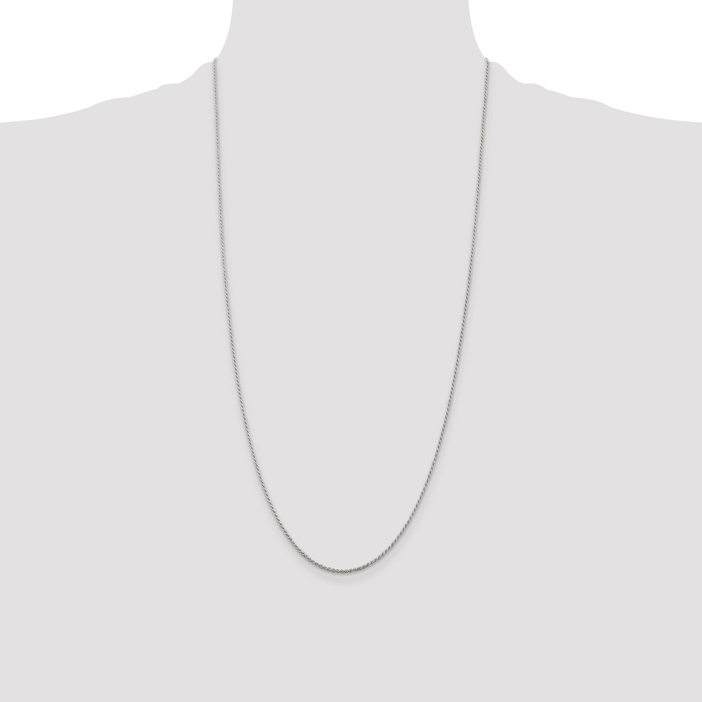 Sterling Silver 1.2mm Diamond-Cut Rope Chain Anklet