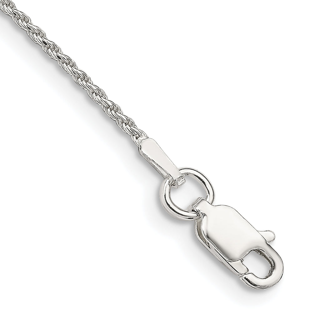 Sterling Silver 1.2mm Diamond-Cut Rope Chain Anklet