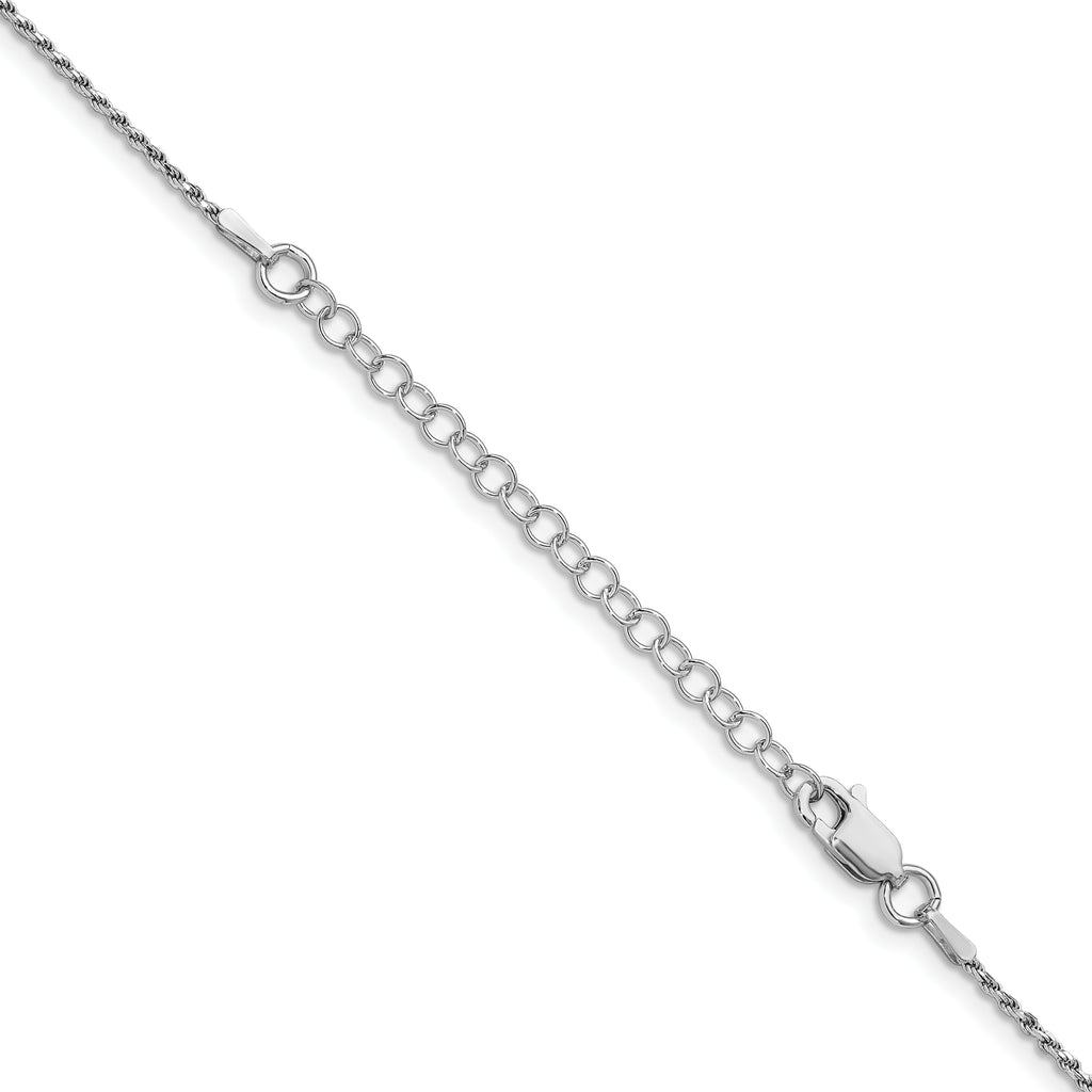 Sterling Silver Rhodium-Plated Diamond-Cut Rope Chain Necklace 1.1mm