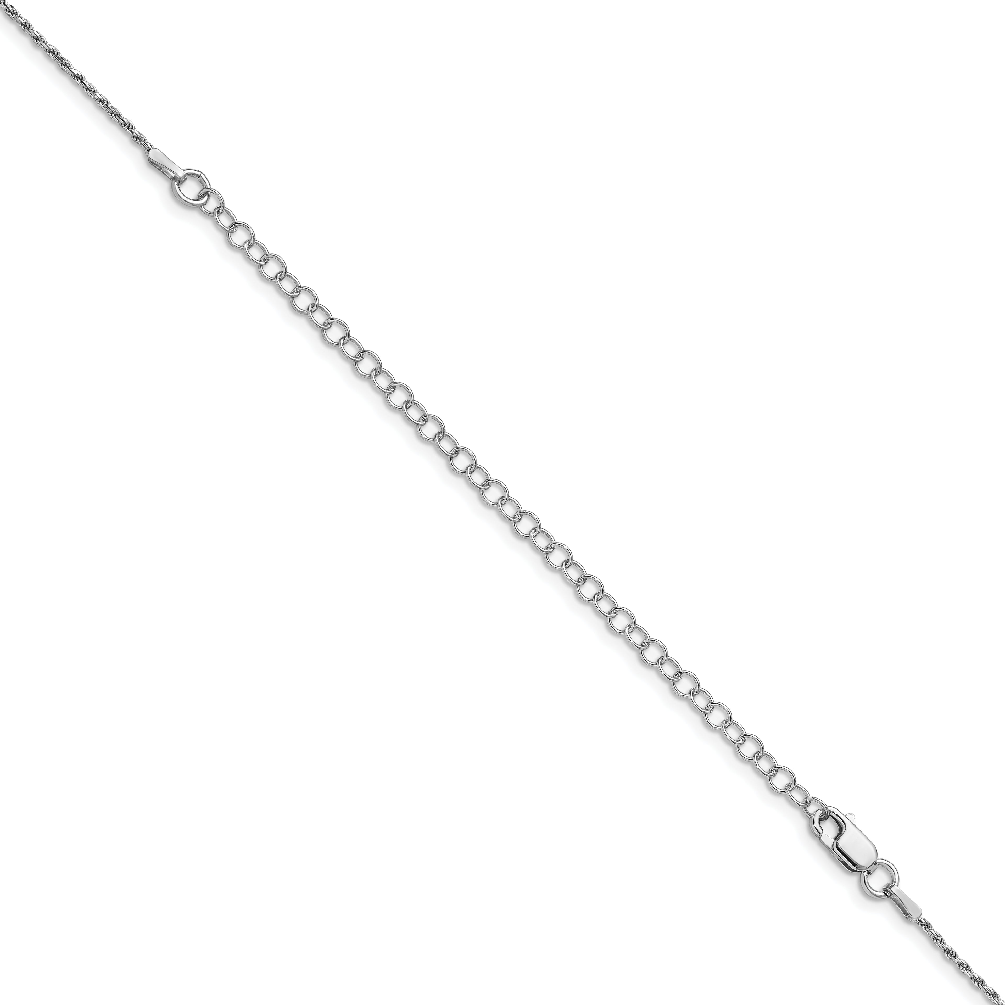 Sterling Silver Rhodium-plated 1.1mm Diamond-Cut Rope Chain w/ ext.