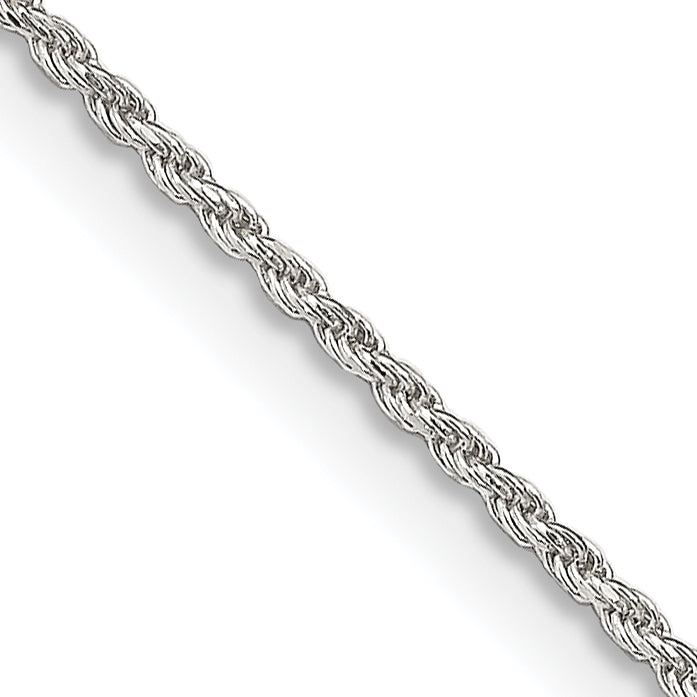 Sterling Silver 1.2mm Diamond-Cut Rope Chain Anklet
