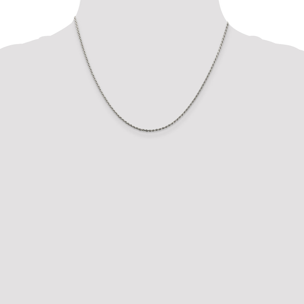 Sterling Silver 1.5mm Diamond-Cut Rope Chain Anklet