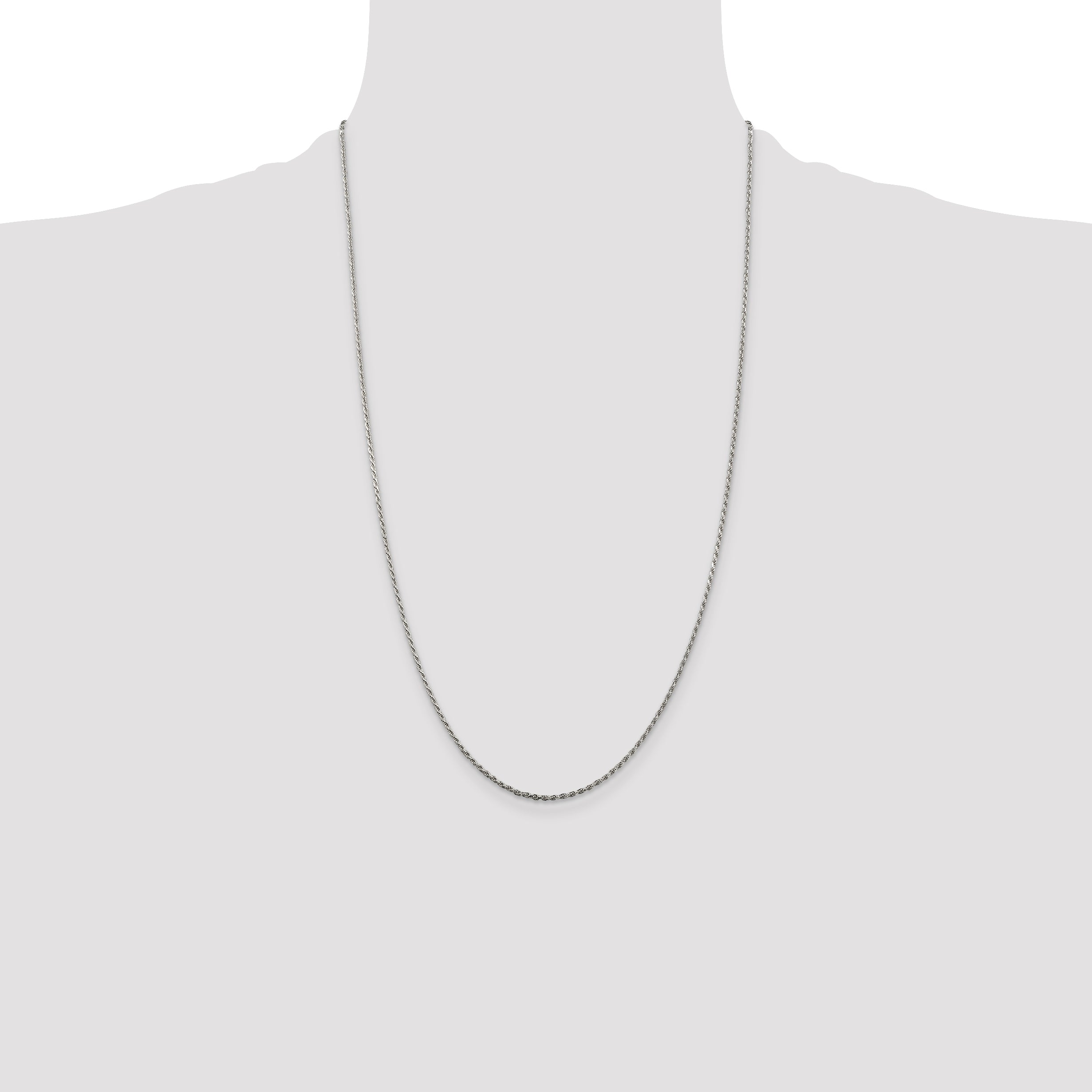Sterling Silver 1.5mm Diamond-Cut Rope Chain Anklet