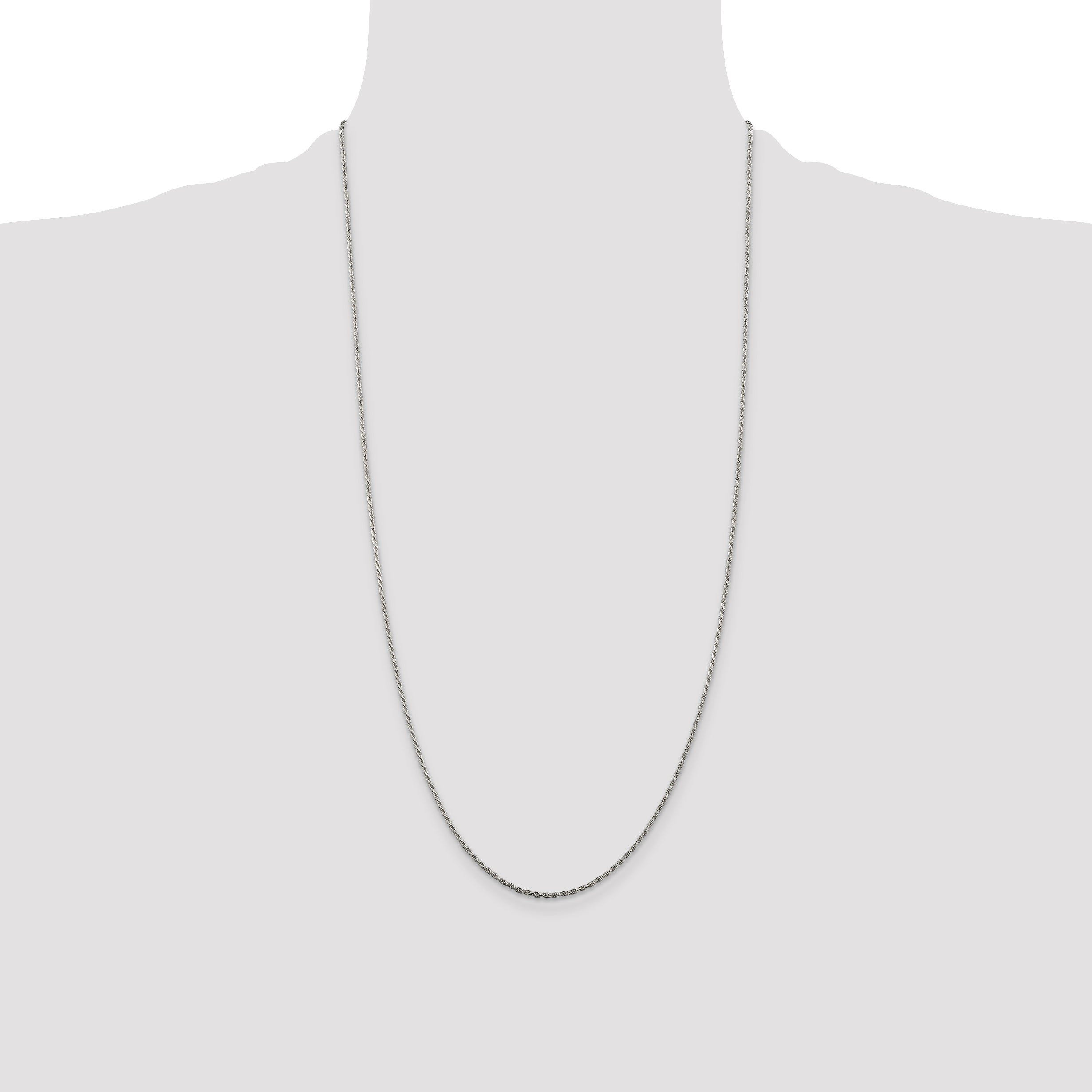 Sterling Silver 1.5mm Diamond-Cut Rope Chain Anklet