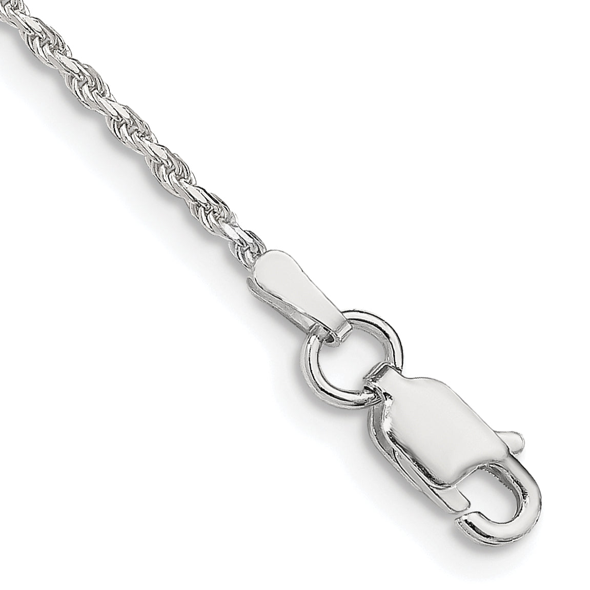 Sterling Silver 1.5mm Diamond-Cut Rope Chain Anklet