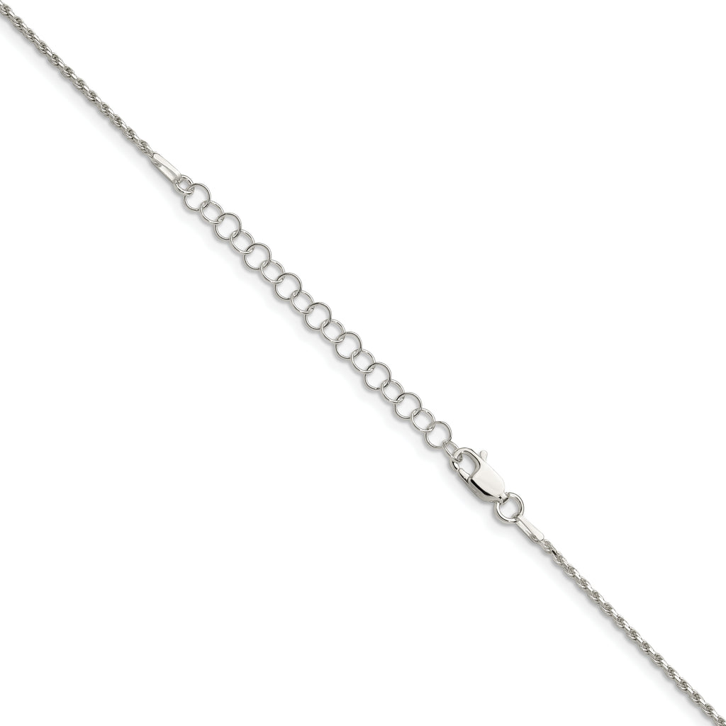 Sterling Silver 1.5mm Diamond-Cut Rope Chain w/ ext.