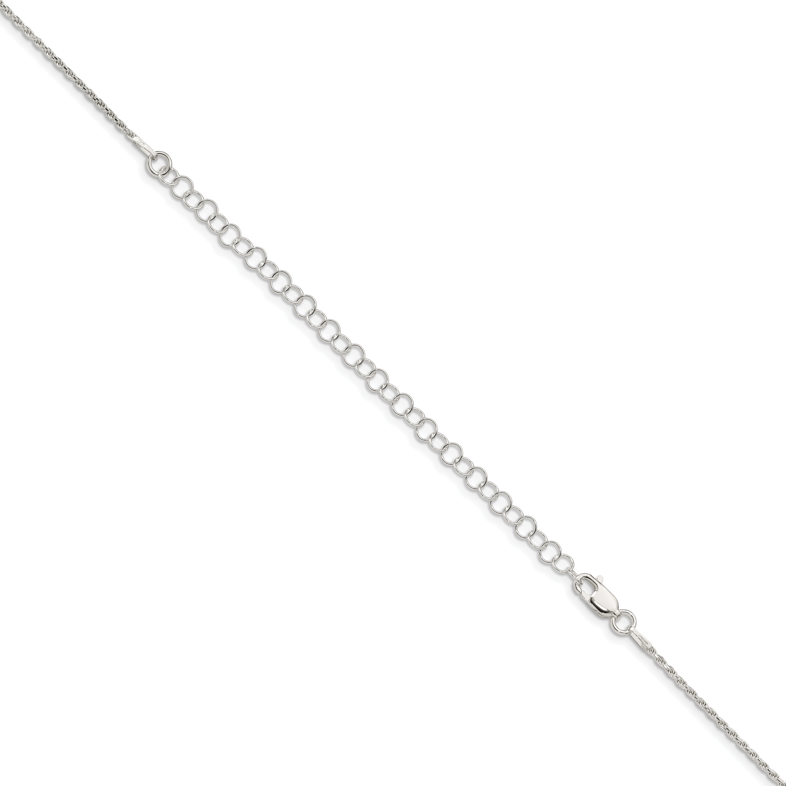 Sterling Silver 1.5mm Diamond-Cut Rope Chain w/ ext.